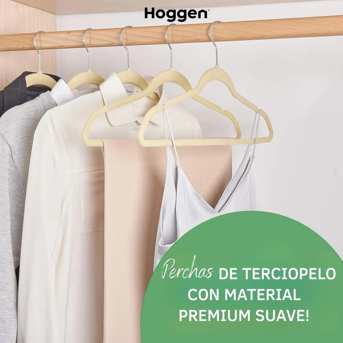 Perchas Terciopelo Beige para Adultos x 50 Unidades