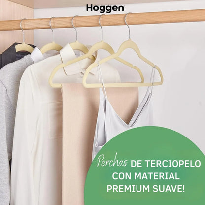 Perchas Terciopelo Beige para Adultos x 50 Unidades