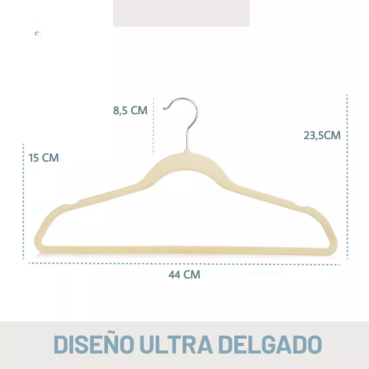 Perchas Terciopelo Beige para Adultos x 50 Unidades