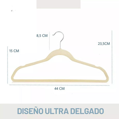 Perchas Terciopelo Beige para Adultos x 50 Unidades