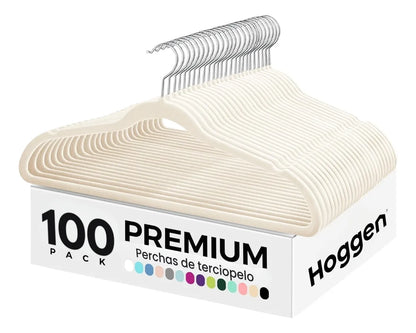 Perchas de Terciopelo Beige para Adultos x 100 Unidades