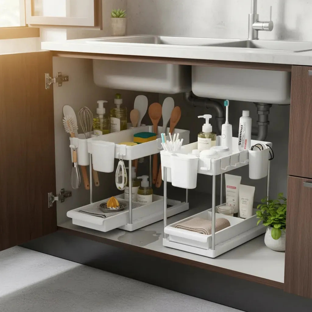Estante Organizador de Cocina con Ganchos Blanco Pack X 2 Unidades