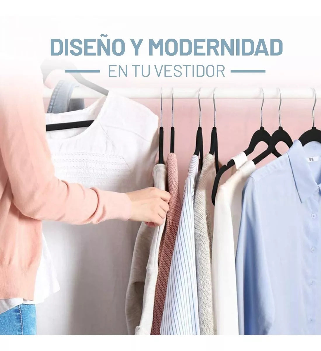 Perchas Terciopelo Adultos Antideslizante Negras X 100 Unidades