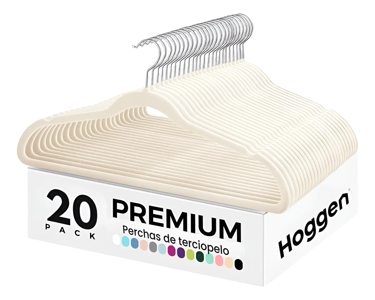Perchas de Terciopelo Beige para Adultos x 20 Unidades