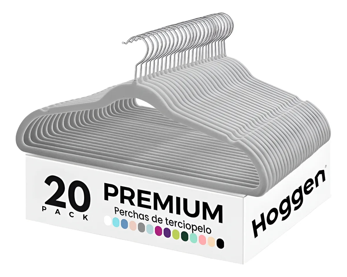 Perchas terciopelo adultos gris x 20 unidades