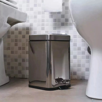 Set Cesto Basura 6 Lts + Escobilla Cepillo Baño Cuadrado