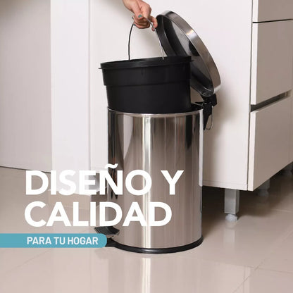 Cesto a pedal de acero inoxidable 12Lts