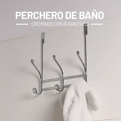 Perchero cromado para puerta