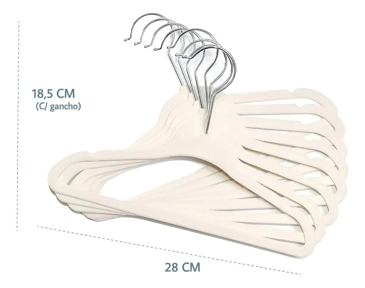 Perchas Bebe Terciopelo Beige X 10 Unidades