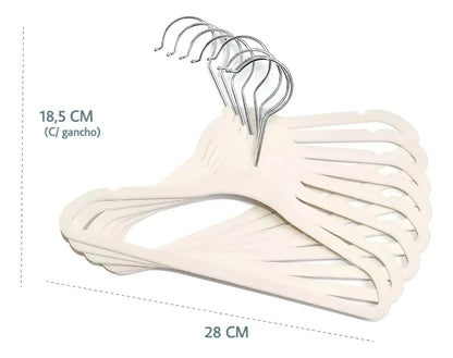 Perchas Bebe Terciopelo Beige X 10 Unidades