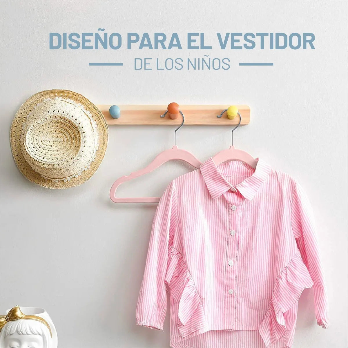 Perchas Terciopelo Kids Rosas X 10 Unidades