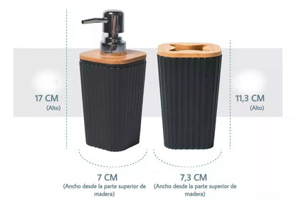 Kit dispenser negro con bambú