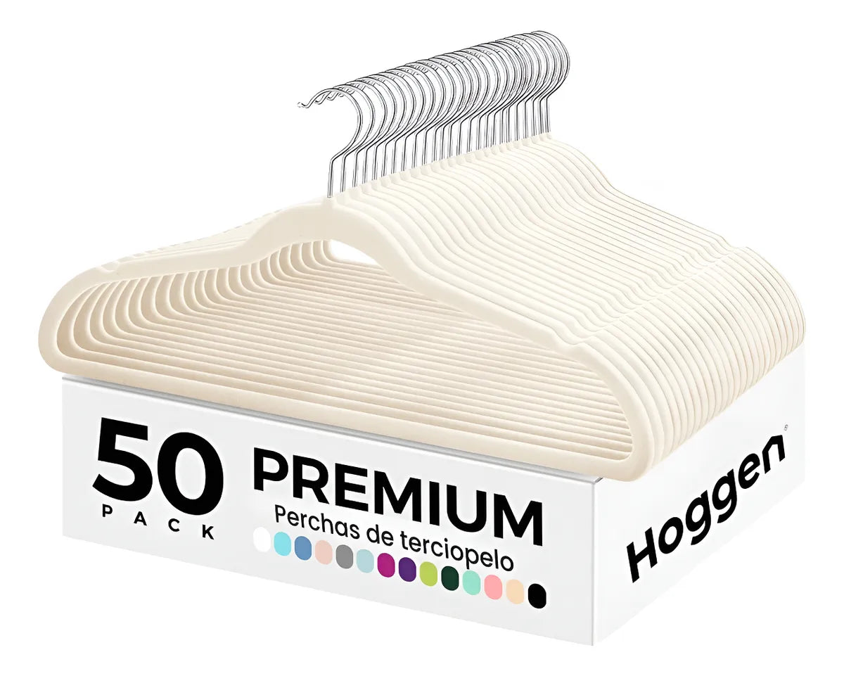 Perchas Terciopelo Beige para Adultos x 50 Unidades