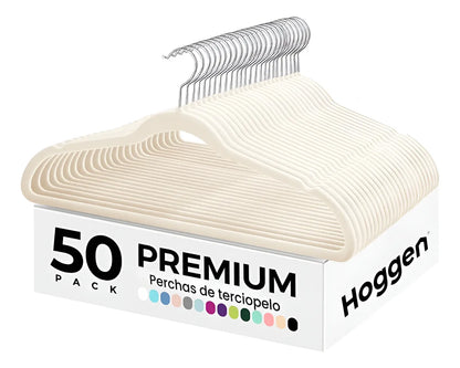 Perchas Terciopelo Beige para Adultos x 50 Unidades