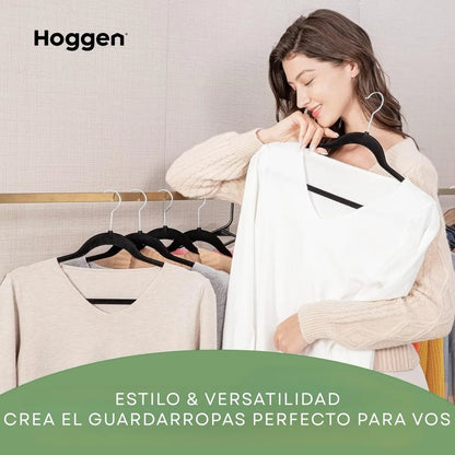 Perchas Terciopelo Adultos Antideslizante Negras X 100 Unidades