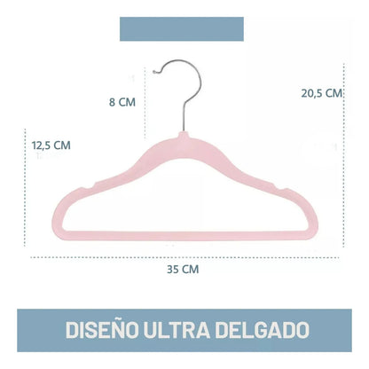 Perchas Terciopelo Kids Rosas X 10 Unidades