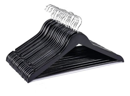 Perchas De Madera Lustrada Negro X 100 Unidades