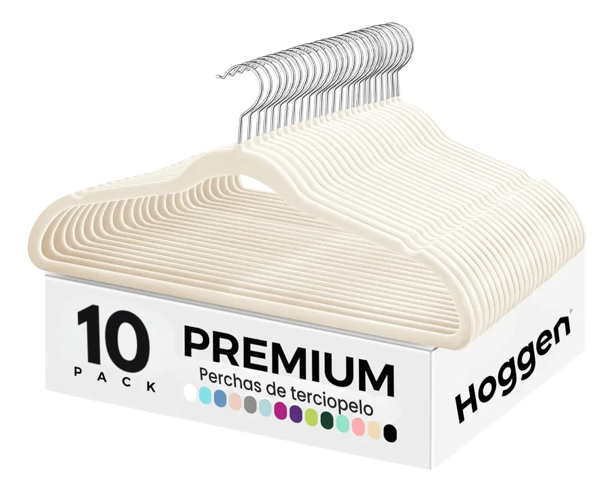 Perchas de Terciopelo Beige para Adultos x 10 Unidades