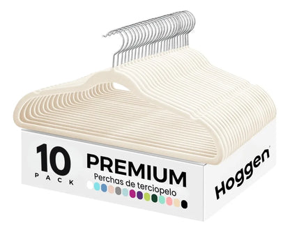 Perchas de Terciopelo Beige para Adultos x 10 Unidades