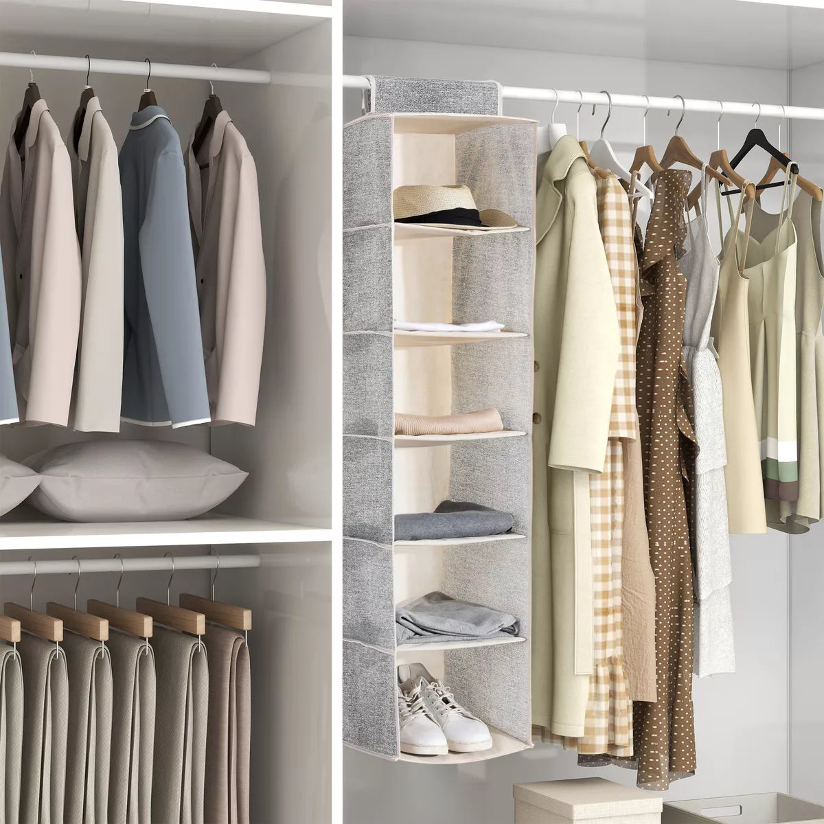 Organizador Colgante De 6 Estantes Gris