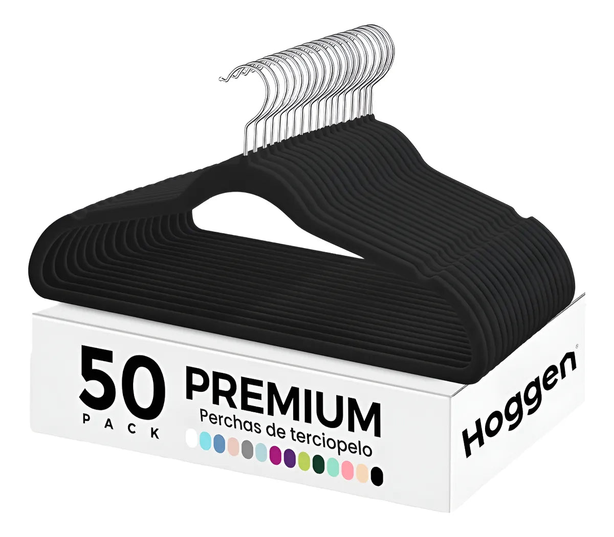 Perchas de Terciopelo Negro para Adultos X 50 Unidades