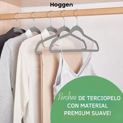 Perchas terciopelo adultos gris x 20 unidades