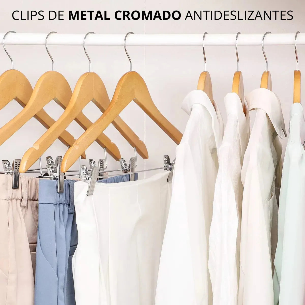 Pack X 70 Perchas De Madera Con Ganchos Natural Lustradas
