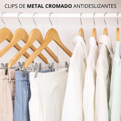 Pack X 70 Perchas De Madera Con Ganchos Natural Lustradas