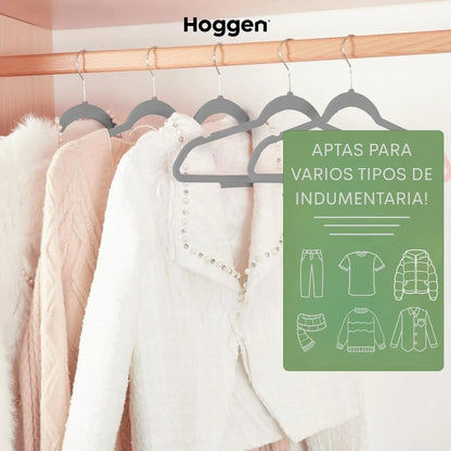 Perchas terciopelo adultos gris x 20 unidades