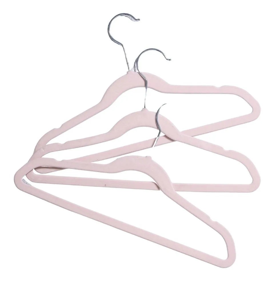 Perchas Terciopelo Kids Rosas X 10 Unidades