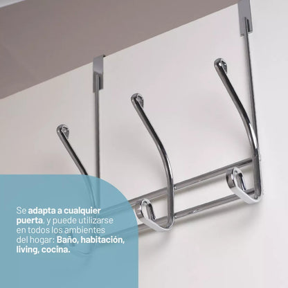 Perchero cromado para puerta