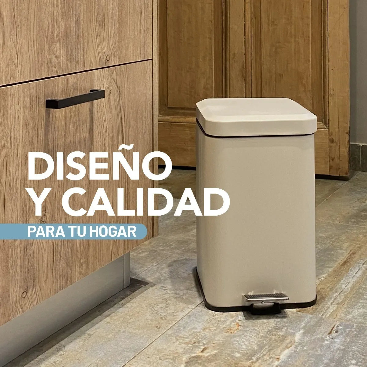 Tacho De Basura Cesto Residuo A Pedal Cuadrado 12 Lts Color Blanco