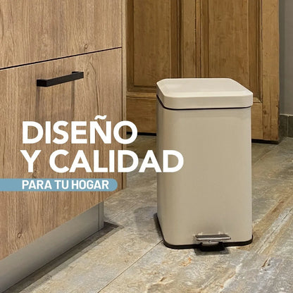 Tacho De Basura Cesto Residuo A Pedal Cuadrado 12 Lts Color Blanco