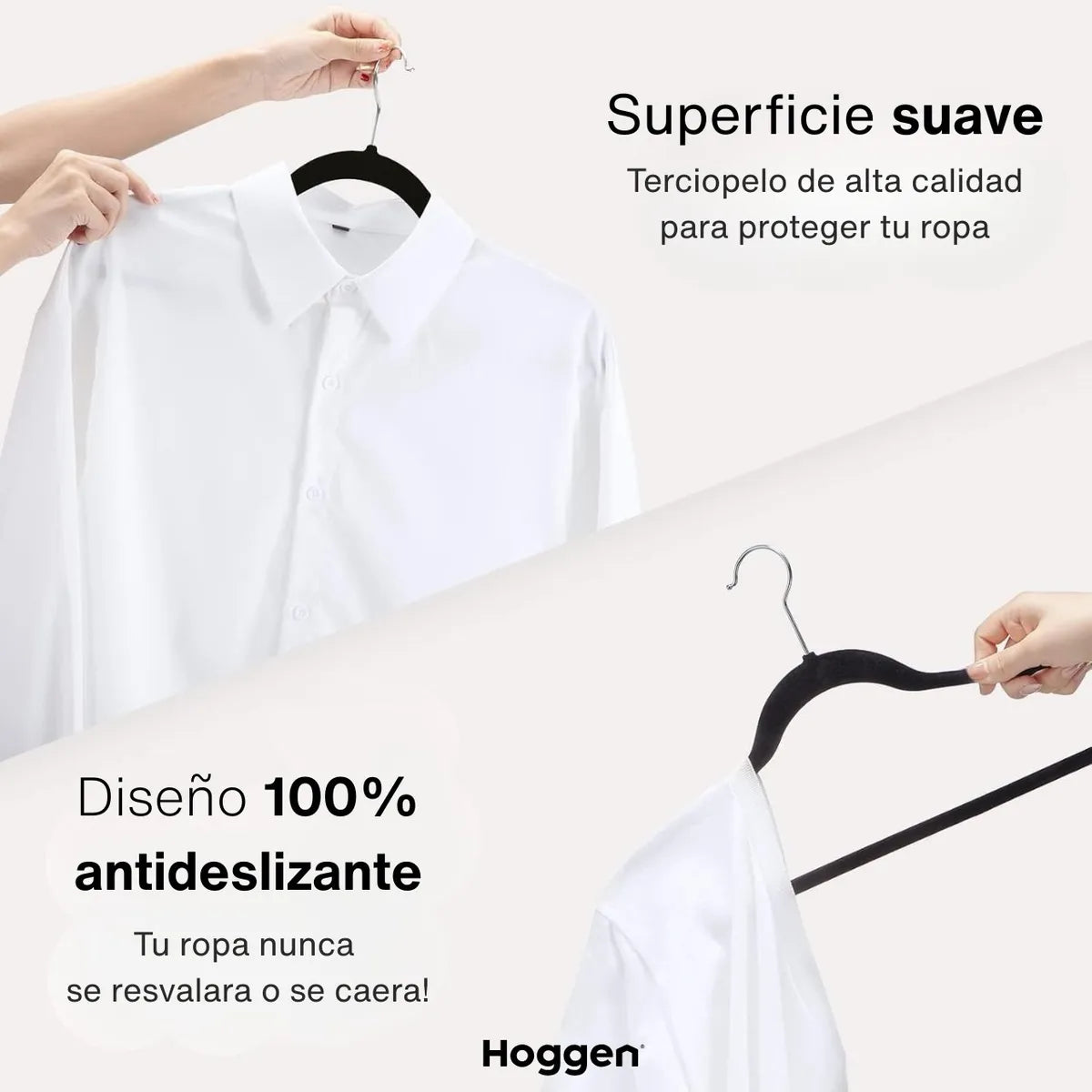 Perchas Terciopelo Adultos Antideslizante Negras X 100 Unidades