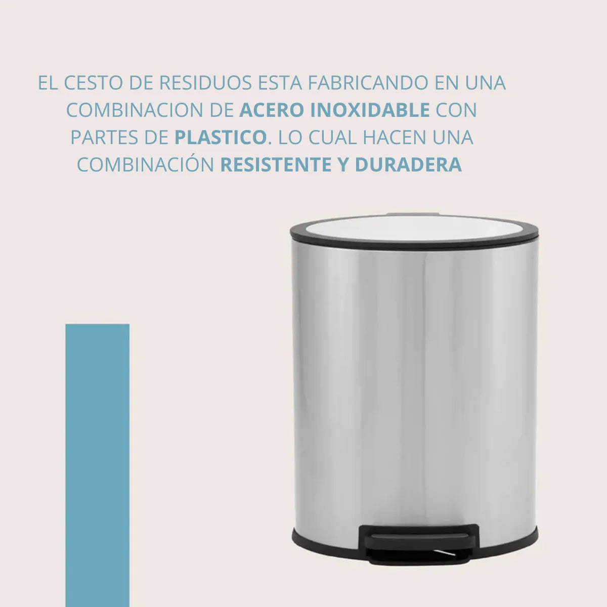 Cesto De Residuos A Pedal Ovalado Acero Inoxidable 20 Lts Cierre Suave