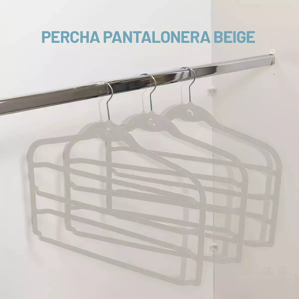 Percha Terciopelo Pantalonera Beige X 1 Unidad
