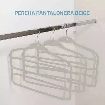 Percha Terciopelo Pantalonera Beige X 1 Unidad