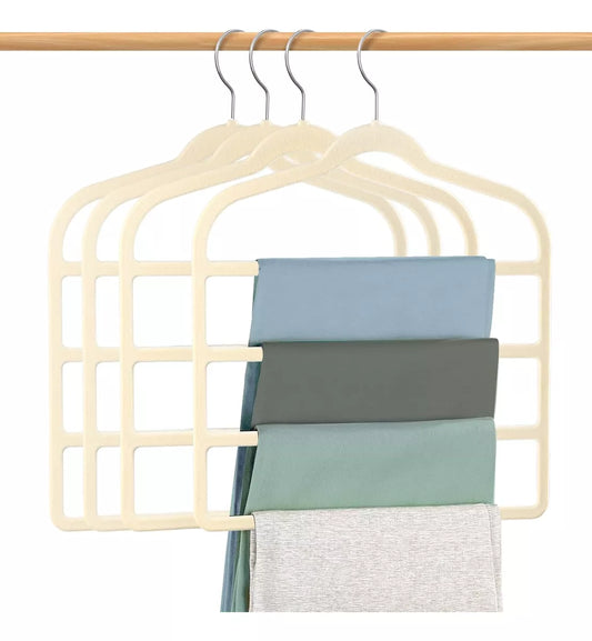 Percha Terciopelo Pantalonera Beige X 1 Unidad