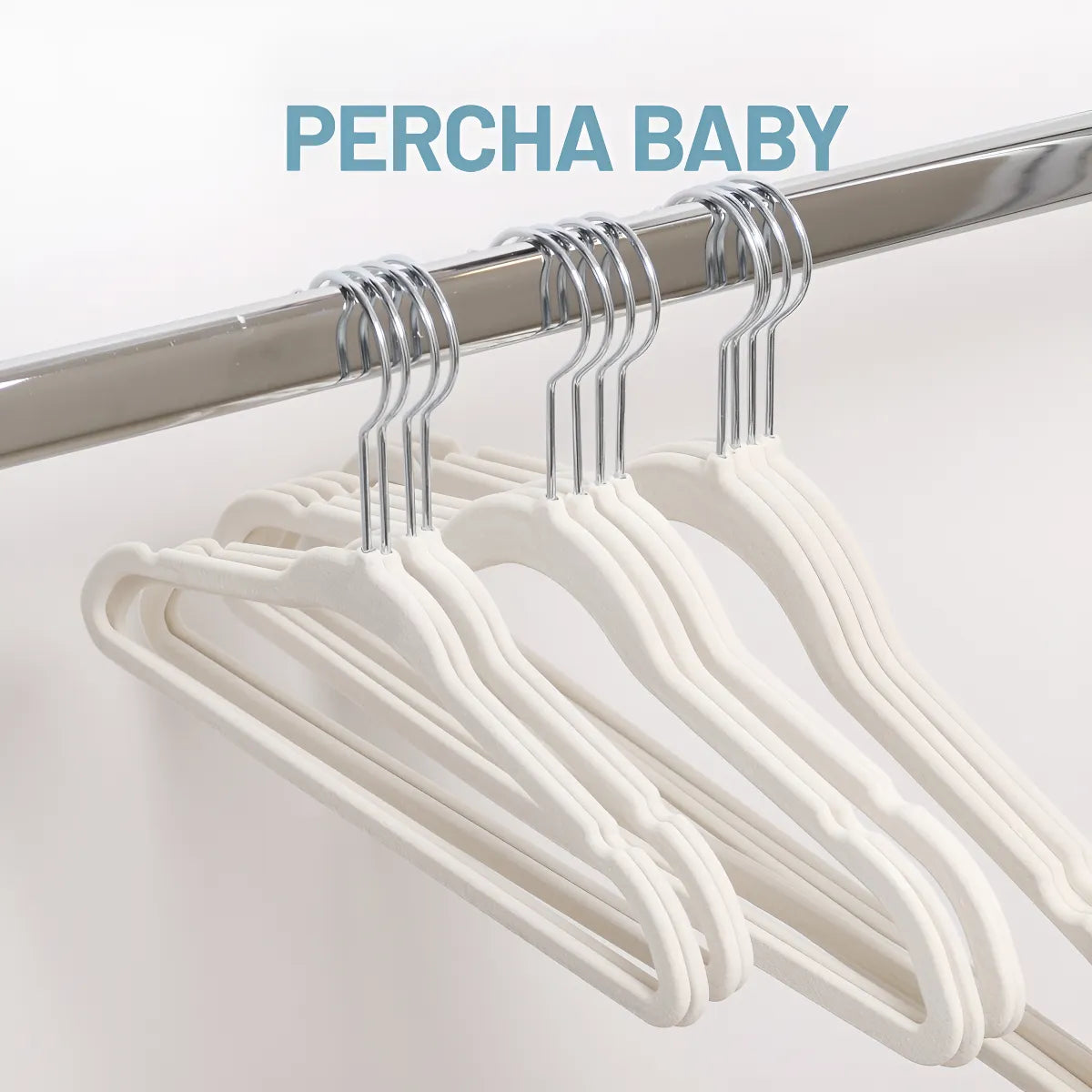 Perchas Bebe Terciopelo Beige X 10 Unidades