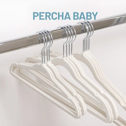 Perchas Bebe Terciopelo Beige X 10 Unidades