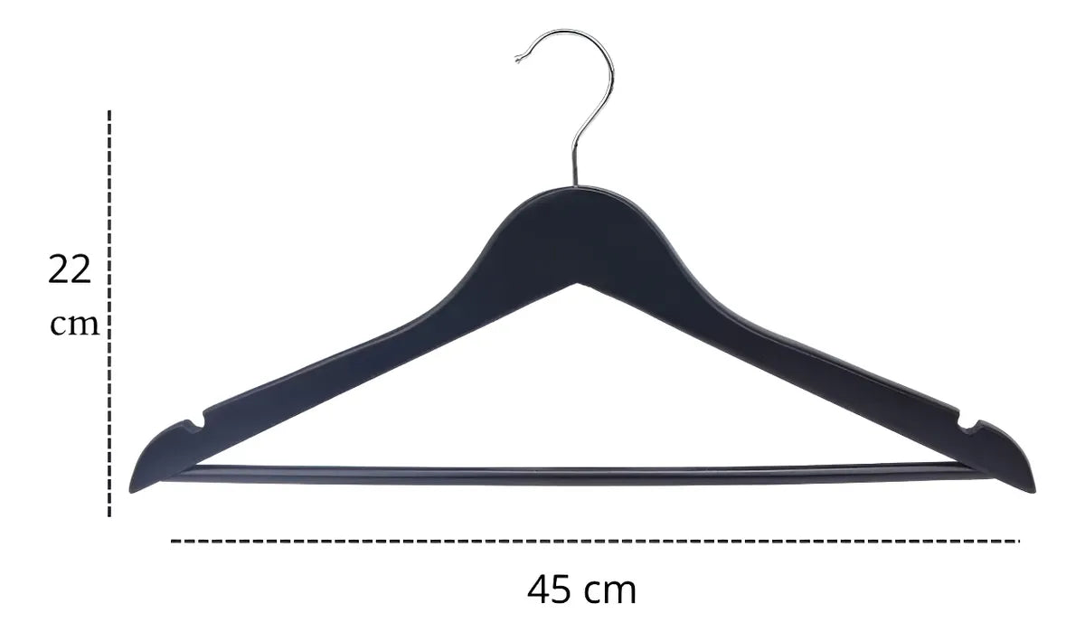 Perchas De Madera Lustrada Negro X 100 Unidades