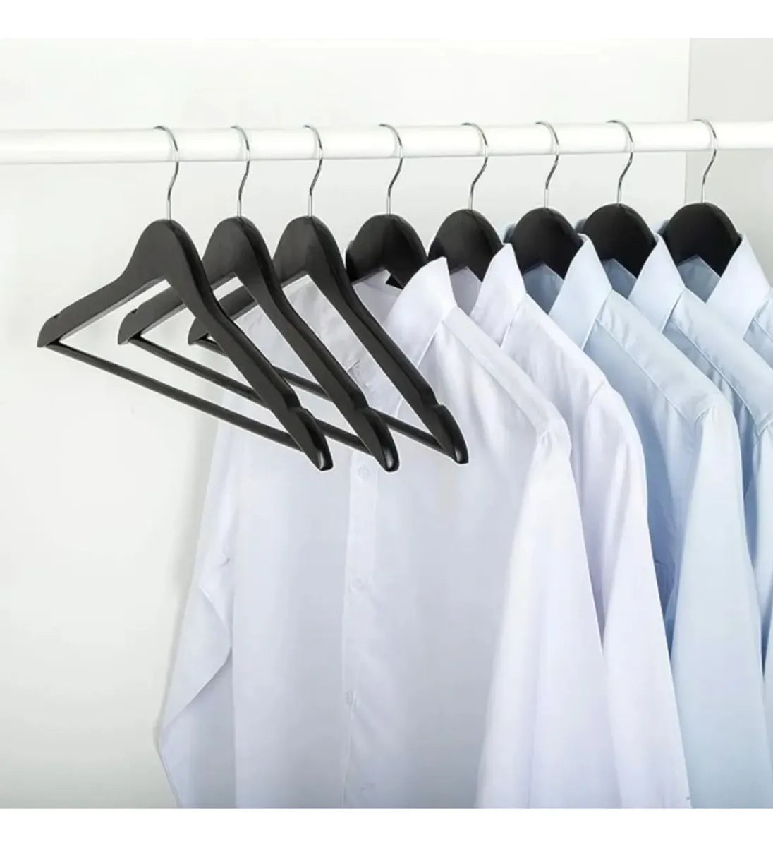 Perchas De Madera Lustrada Negro X 100 Unidades