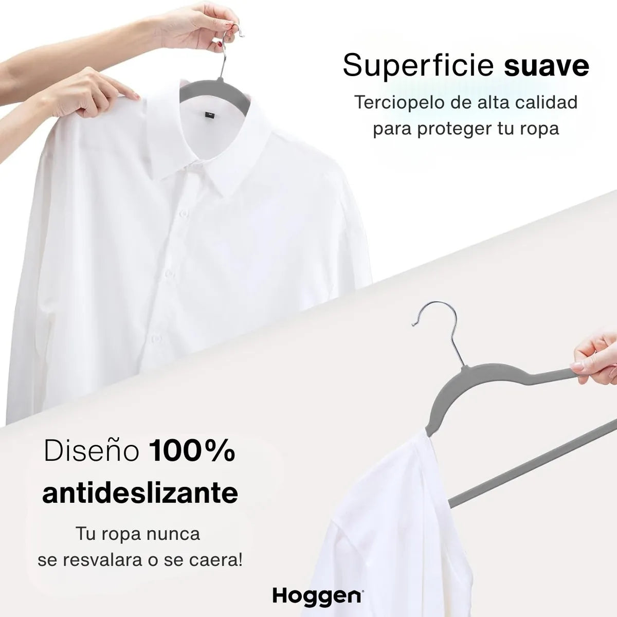 Perchas terciopelo adultos gris x 20 unidades