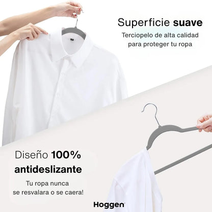 Perchas terciopelo adultos gris x 20 unidades