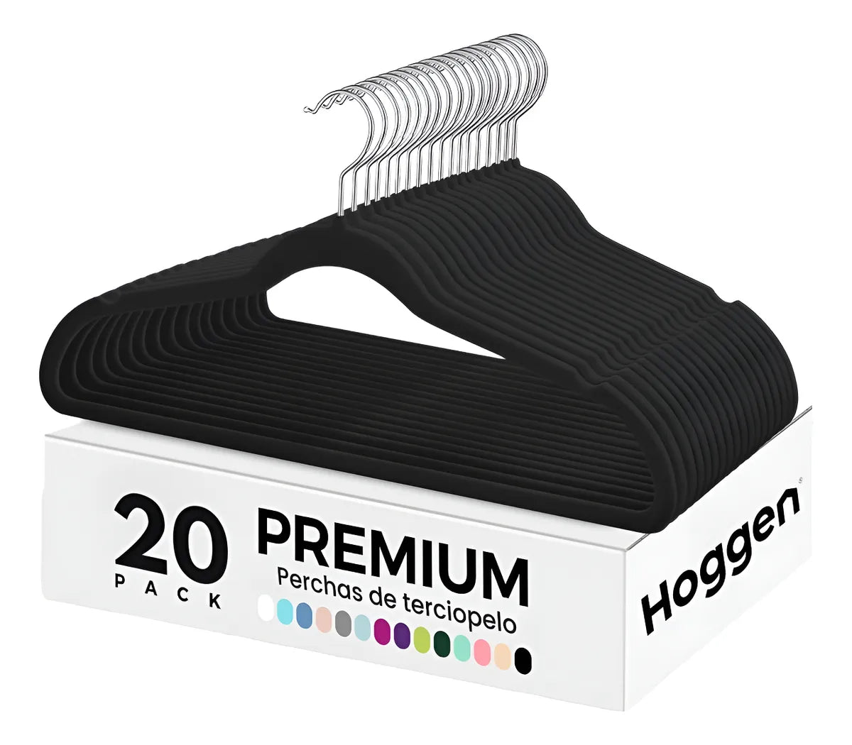 Perchas de Terciopelo Negro para Adultos X 20 Unidades
