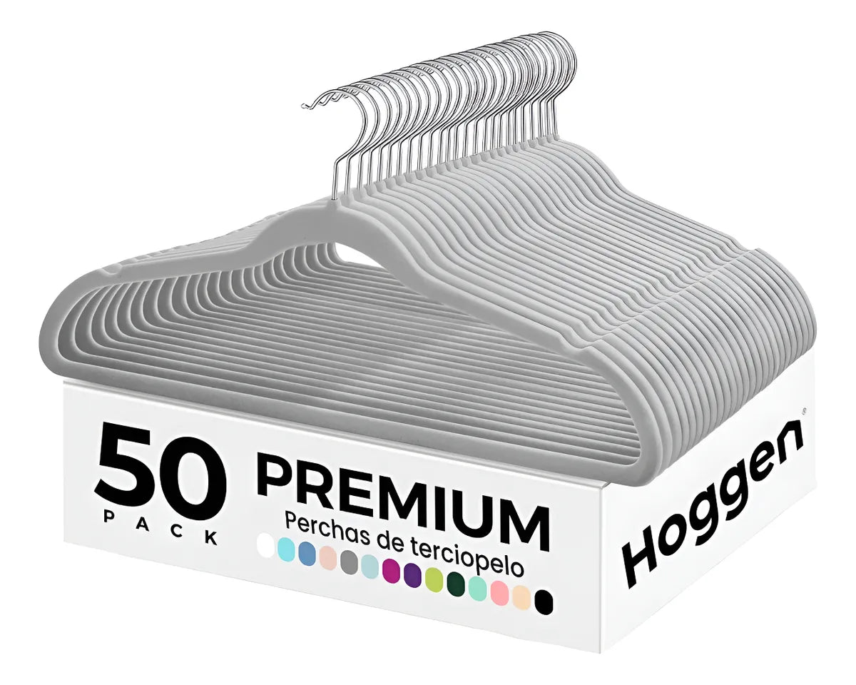 Perchas terciopelo adultos gris x 50 unidades