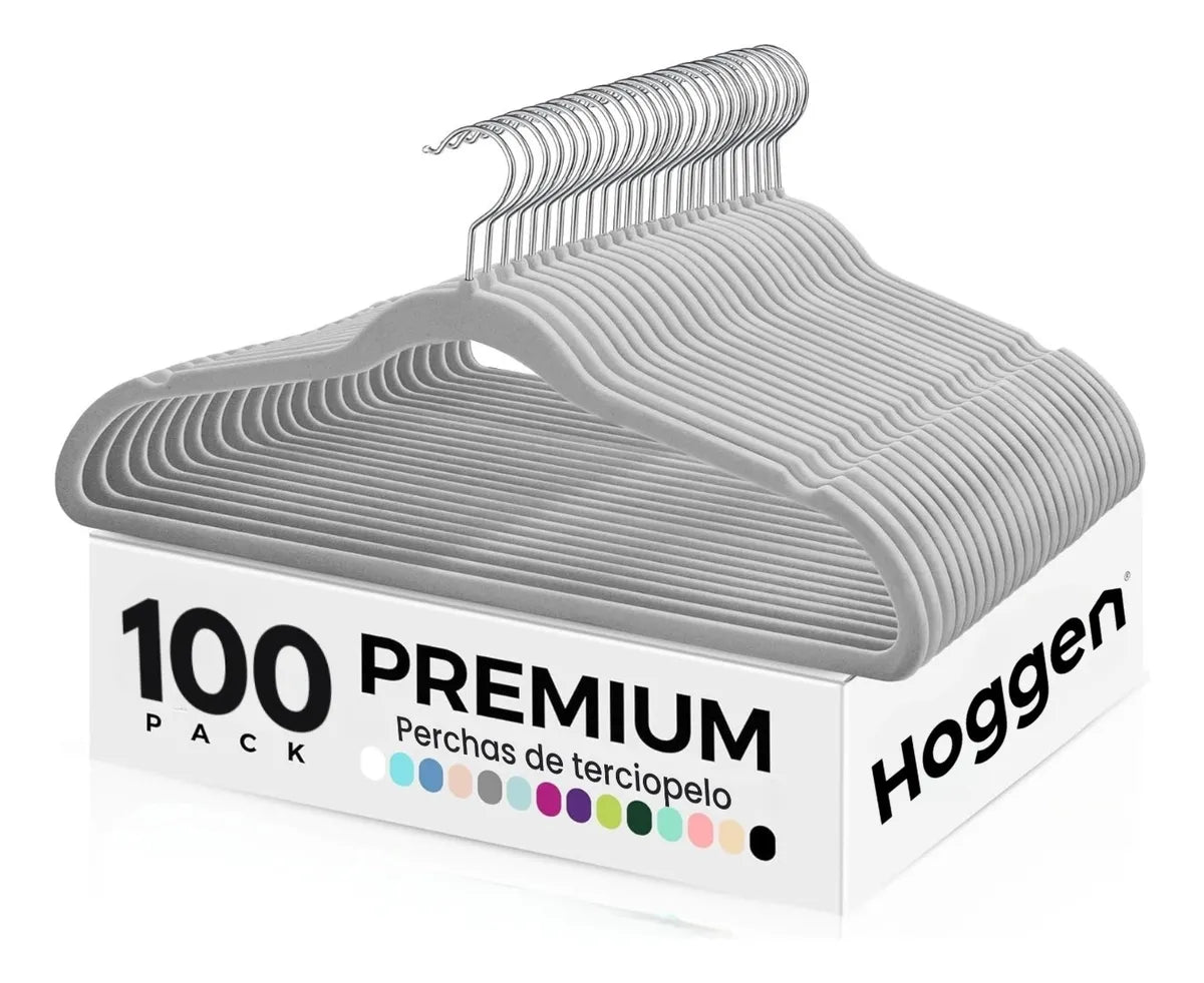 Perchas terciopelo adultos gris x 100 unidades