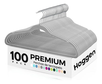 Perchas terciopelo adultos gris x 100 unidades