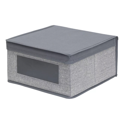 Caja Organizadora De Tela Con Tapa Plegable Gris