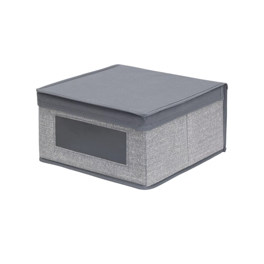 Caja Organizadora De Tela Con Tapa Plegable Gris